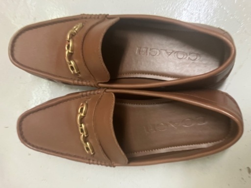 極美品◆COACH コーチ シグネチャーチェーン ドライバー ビットローファー