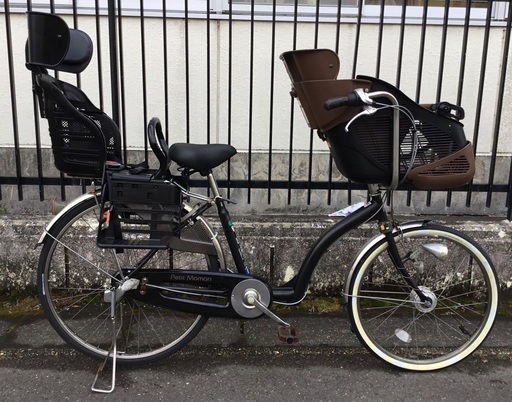 ＜整備・良品＞petitmaman mini プチママンミニ・子供乗せ自転車 BAA 幼児2人同乗基準適合車・ブラック 内装3段変速・サドル、前輪タイヤ新品交換済
