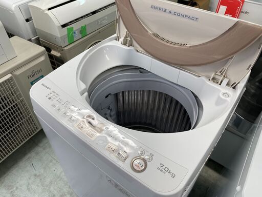 洗濯機の分解クリーニング行っています！配送設置込み　シャープ7.0K洗濯機　2018年製　分解クリーニング済み！！