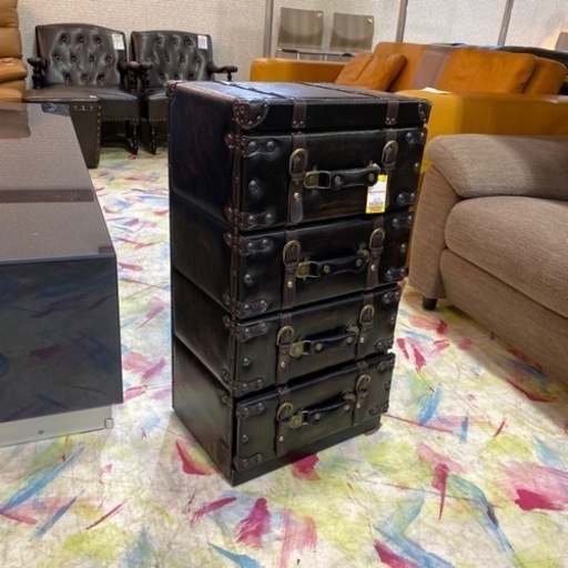 《鞄調》レザーチェスト　収納棚　キャビネット