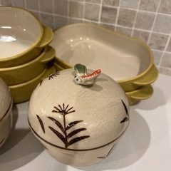 グラタン皿5枚　トンボ茶碗蒸し　セットの画像