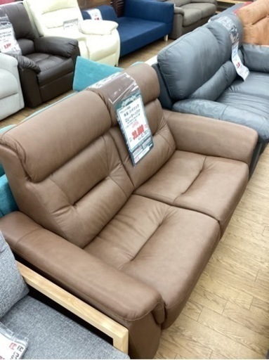 KB-3【新入荷　アウトレット】本革/ハイバック　2シーターソファ　ブラウン