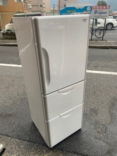 北九州市内配送無料　保証付き　日立 HITACHI R-27DS W [冷凍冷蔵庫 (265L・右開） 3ドア クリアホワイト]