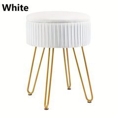 スツール ラグジュアリー 収納 スペース 付き おしゃれ かわいい インテリア オットマン サイドテーブル ドレッサー チェア  ホワイトの画像
