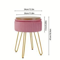 スツール ラグジュアリー 収納 スペース 付き おしゃれ かわいい インテリア オットマン サイドテーブル ドレッサー チェア ピンクの画像