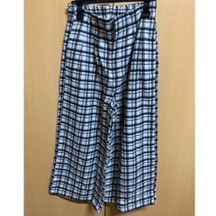 ☆アース  ホック縫い目外れ チェックワイドパンツ  冬春