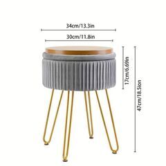 スツール ラグジュアリー 収納 スペース 付き おしゃれ かわいい インテリア オットマン サイドテーブル ドレッサー チェア グレーの画像