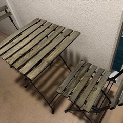 イケヤ　屋外用テーブル＆チェア2脚