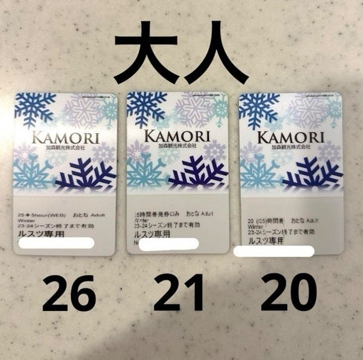 ルスツリゾート　リフト券　大人3枚　バラ売り可能!!!