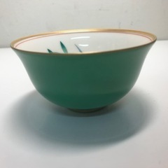 ☆値下げ☆O2402-013 香蘭社 湯呑 5客 金彩 グリーン 箱なし 中古美品の画像
