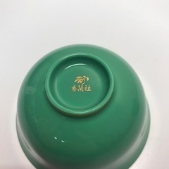 ☆値下げ☆O2402-013 香蘭社 湯呑 5客 金彩 グリーン 箱なし 中古美品の画像