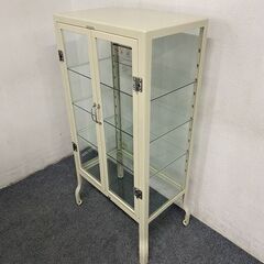 ダルトン/DULTON ドクターキャビネット 100-150 アイボリー レトロ コレクションキャビネット 鍵付き 中古家具 店頭引取歓迎 R7951の画像