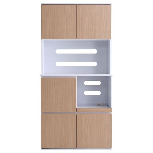 スリム食器棚 79cm幅 ナチュラル ホワイト 売れ筋