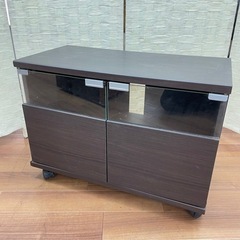 埼P◇ テレビボード 幅59.5cm ブラウン ローボード 前開...