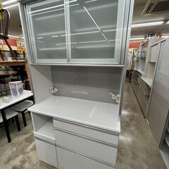 ?日本製家具?2面レンジボード 古賀家具?白 ホワイト 食器棚?495