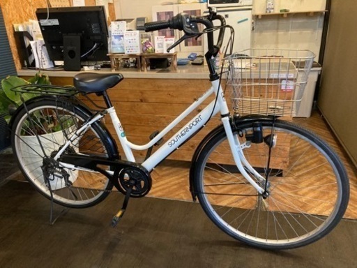 【チェーン新品！】LEDダイナモ　26インチ自転車　ホワイト