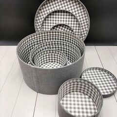(E-2505IN14)◆イケア◆収納ボックス◆4点◆Φ27cm×H15cm◆グレー◆の画像