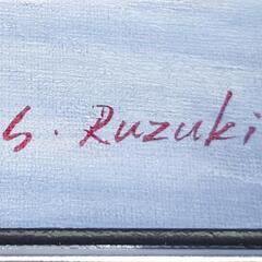 最も優遇 作家物 S.Ruzuki サイン 油絵 肉筆 油彩 家屋 雪国 風景画 絵画 絵画