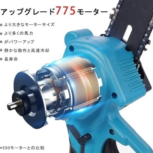 新品未使用 コードレス【電動チェーンソー】小型 大容量バッテリー LED照明 片手操作