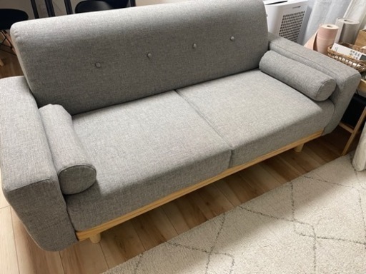 【LOWYA】2.5人掛け天然木脚ソファ