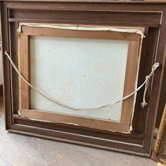 絵画　油絵　ハス　額入りの画像