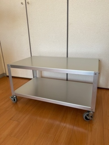 ＜無印良品アルミ ローテーブル ワゴン 大　組立式＞