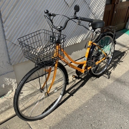 《売約済》自転車　26インチ CASTANET  オレンジ　ママチャリ かご付き　シティバイク　ライトなし　別売りミラー付き サイクル