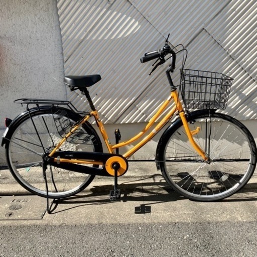 《売約済》自転車　26インチ CASTANET  オレンジ　ママチャリ かご付き　シティバイク　ライトなし　別売りミラー付き サイクル