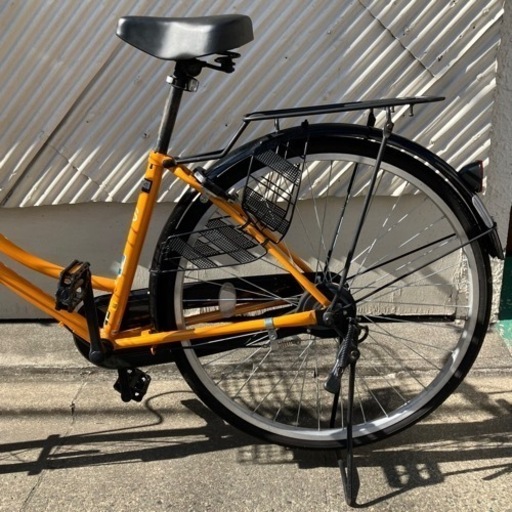 《売約済》自転車　26インチ CASTANET  オレンジ　ママチャリ かご付き　シティバイク　ライトなし　別売りミラー付き サイクル