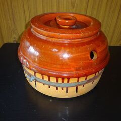 陶器製石焼き芋壺（専用石付）　未使用品の画像