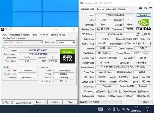 ワークステーション/i9-12900KF/RTX A4000/Win10Pro
