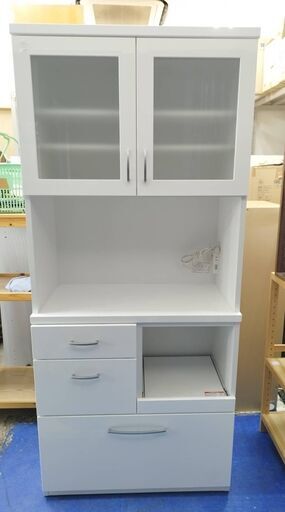 ②ニトリ コパン80 キッチンボード レンジボード 食器棚 レンジ台 幅80cm おしゃれ シンプル ホワイト 収納キッチン 女性が使いやすい 高さ180cm 新生活 クリーニング済 堺市 石津【ジャングルジャングルサカイ石津店】