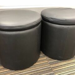 ▼【NITORI　合成皮革　ストール　2個セット　黒　オットマン...