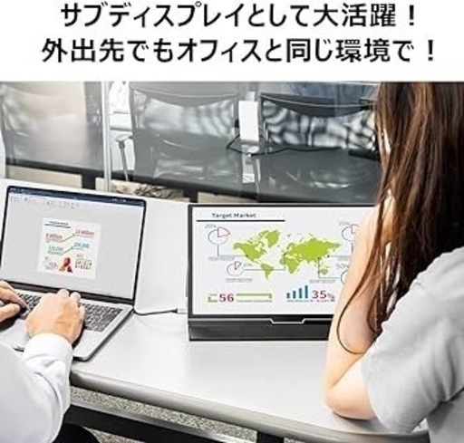モバイルモニター　15.8インチ　薄型軽量　typeCケーブル1本で全て完結　持ち運び便利　電源供給ケーブル不要