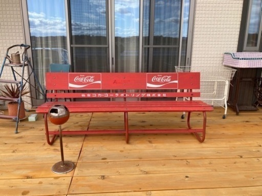 昭和レトロ 仙台コカコーラ 木製ベンチ 長椅子 ビンテージ