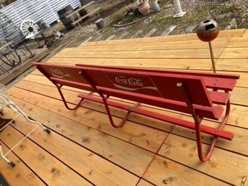 昭和レトロ　仙台コカコーラ 木製ベンチ 長椅子 ビンテージ 