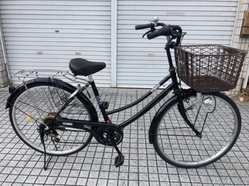 【26インチ自転車】6段変速付　前タイヤ、チェーン、大きな前カゴ新品❗️若林自転車　膳所店　SALE中❗️