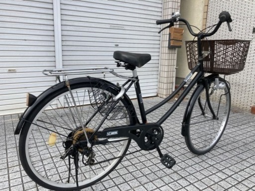 【26インチ自転車】6段変速付　前タイヤ、チェーン、大きな前カゴ新品❗️若林自転車　膳所店　SALE中❗️
