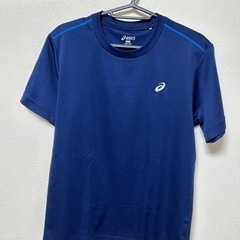 【無料・引き取りのみ対応】【ASICS】  ネイビー　Tシャツ　M