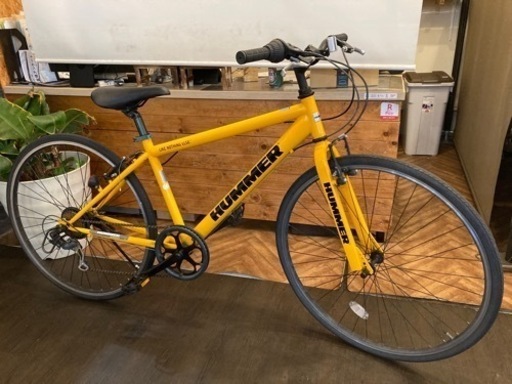 【後輪チューブ・チェーン新品！HUMMER】6段変速　700×28cクロスバイク　イエロー