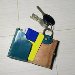 ●栃木レザー●HANDMADE ポケット付キーホルダー キーケースの画像