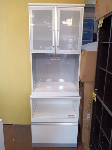 キッチンボード　食器棚　キッチン収納　カップボード　レンジ台　ホワイト　白　サイズ（約）幅70×奥50×高202　　■近隣配送無料 買取GO‼　栄和店