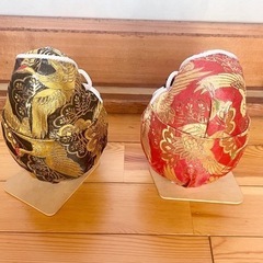 昭和レトロ ダルマ 夫婦 人形 達磨 2体 ガラスケース付の画像