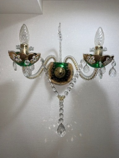 【美品シャンデリア】グリーンのベネチアングラス（ウォールランプ）