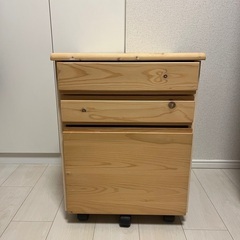 木製3段デスクキャビネット