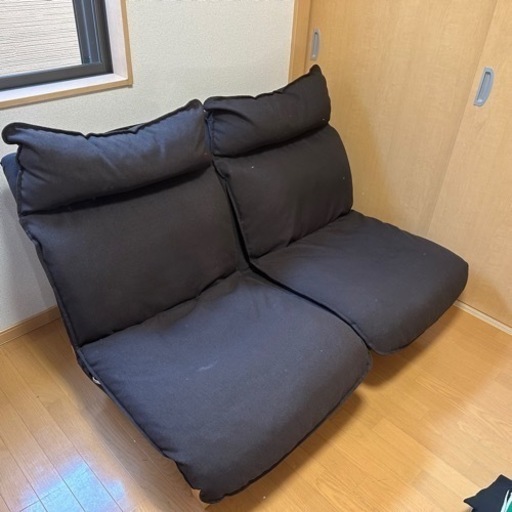 引取限定　無印良品（MUJI）ハイバックリクライニングソファ・２シーター