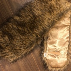 ★夢展望 千鳥柄ワンピース 首元ファー付き★の画像