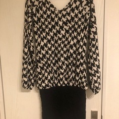 ★夢展望 千鳥柄ワンピース 首元ファー付き★の画像