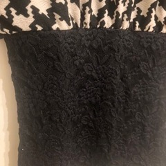 ★夢展望 千鳥柄ワンピース 首元ファー付き★の画像