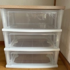 値下げしました！！｟収納家具｠アイリスオーヤマ　チェスト3段　木天板